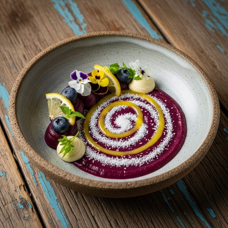 Divine Nordic Vegan Açai Mousse Delight with Coconut Lemon Drizzle